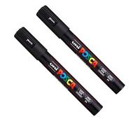Posca PC-5M Paint Marker Art Pens - 1.8-2.5mm Nib - Black Ink - 2 Pack