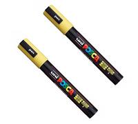Posca PC-5M Paint Marker Art Pens - 1.8-2.5mm Nib - Pack of 2 (Yellow)
