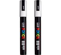Posca PC-5M Paint Marker Art Pens - 1.8-2.5mm Nib - White Ink - Pack of 2