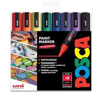 Posca - PC-5M - Paint Marker Art Pens - 1.8-2.5mm - Rainbow Tones Set of 8 in Gift Box