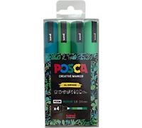 Posca Pens PC-5M Medium Acrylic Felt Tip Coloured Permanent Paint Markers for Adults and Kids. Perfect for Colouring, Fabric, Graffiti, Watercolour, Outline Drawing, Window and Glass Art. 4 Pack