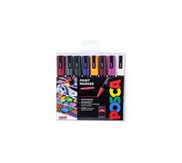 Posca PC-5M Water Based Permanent Marker Paint Pens. Premium Medium Tip for Arts and Crafts. Multi-surface Use On Wood, Metal, Paper, Cardboard, Glass, Fabric, Ceramic & Stone. Set of 8 Deep Colours