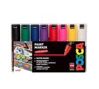 POSCA PC-7M Broad Bullet Acrylic Paint Marker Pens, 8 Standard Colours, For All Surfaces (Pack of 8 Pens)