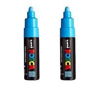 Posca PC-7M Paint Marker Art Pens - 4.5-5.5mm Large Bullet Nib - Light Blue Ink (2)