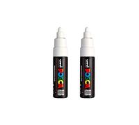 Posca PC-7M Paint Marker Art Pens - 4.5-5.5mm Large Bullet Nib - White Ink - Pack of 2 Pens