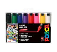 Posca PC-8K Paint Marker Pens - 8mm Chisel/Bold Tip - Permanent, Multi-Surface - Set of 8 Colours