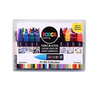 POSCA PC-8K Permanent Marker Paint Pens. Broad Chisel Tip for Art & Crafts. Multi Surface Use On Wood Metal Paper Canvas Cardboard Glass Fabric Ceramic Rock Pebble Stone Porcelain. Set of 33 Colours