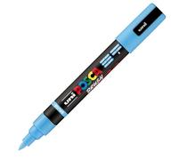 POSCA PC5BR Paint Marker Brush Water Base - All Holder - Light Blue | Uni Mitsubishi Pencil - Semi-flexible medium tip 1-1/4 inch. Full coverage, permanent on porous surfaces
