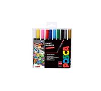 POSCA PCF-350 Water Based Permanent Marker Paint Pens. Premium Fine Brush Tip for Arts and Crafts. Multi Surface Use on Wood Metal Paper Canvas Cardboard Glass Fabric Ceramic Rock Pebble. Set Of 10