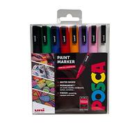 Posca Pens PC-3M Fine Acrylic Coloured Permanent Paint Markers for Adults. Perfect for Colouring, Fabric, Graffiti, Watercolour, Outline Drawing, Window and Glass Art. 8 Pack
