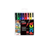 POSCA 153544842 1.5 mm Bullet Tip Waterbased Marker Pen - Ass' Colours (8 Pack)