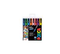 Posca Pens PC-3M Fine Acrylic Felt Tip Glitter Permanent Paint Markers for Adults and Kids. Perfect for Colouring, Fabric, Graffiti, Watercolour, Outline Drawing, Window and Glass Art. 8 Pack