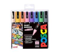 Posca Pens PC-5M Felt Tip Acrylic Paint Colouring Set. Opaque Coloured Permanent Markers for Adults and Children. Ideal on Fabric, Graffiti, Watercolour, Outline, Drawing, Window and Glass Art. 8 Pack