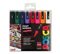 Posca Pens PC-5M Medium Acrylic Coloured Permanent Paint Markers for Adults. Perfect for Colouring, Fabric, Graffiti, Watercolour, Outline Drawing, Window and Glass Art. 8 Pack