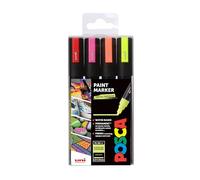 Posca Pens PC-5M Medium Acrylic Felt Tip Coloured Permanent Paint Markers for Adults and Kids. Perfect for Colouring, Fabric, Graffiti, Watercolour, Outline Drawing, Window and Glass Art. 4 Pack