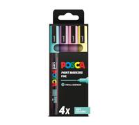Posca - Soft PC-3M Acrylic Paint Pens (4pc), Multisurface Water Based Markers Ideal for Rock Painting, Canvas, Glass, Wood, Metal, Fabric, Colouring, Arts and Crafts