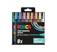 Posca - Soft PC-5M Acrylic Paint Pens (8pc), Multisurface Water Based Markers Ideal for Rock Painting, Canvas, Glass, Wood, Metal, Fabric, Colouring, Arts and Crafts