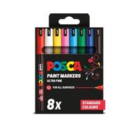Posca - Standard PC-1MR Pack of Paint Markers (Pack of 8) Multi-Surface Water-Based Paint Pens with Medium 1.8-2.5mm Bullet Acrylic Felt Tips, for Adult Colouring Books, Scrapbooking, Art and Crafts