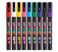 Posca - Standard PC-3M Acrylic Paint Pens (9pc), Multi Surface Markers for Windows, Glass, Graffiti, Fabric, Rock Painting, Canvas, Wood, Metal, Fabric, Colouring, Arts & Crafts, with 4 Stickers