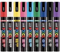 Posca - Standard PC-5BR Acrylic Brush Paint Pens (9pc), Multisurface Water Based Markers Ideal for Rock Painting, Canvas, Glass, Wood, Metal, Fabric, Colouring, Arts and Crafts