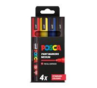 Posca - Standard PC-5M Acrylic Paint Pens (4pc), Multisurface Water Based Markers Ideal for Rock Painting, Canvas, Glass, Wood, Metal, Fabric, Colouring, Arts and Crafts