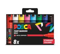 Posca - Standard PC-8K Acrylic Paint Pens (8pc), Multisurface Water Based Markers Ideal for Rock Painting, Canvas, Glass, Wood, Metal, Fabric, Colouring, Arts and Crafts