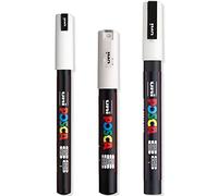 Posca - Ultra Fine to Fine Paint Marker Pens Set - PC-1MR, PC-1M, PC-3M - White Ink - Pack of 3