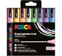 Posca Uni-Ball 182556 Marker Set of 8 Acrylic Pastel Pens PC-5M Permanent Marker 1.8-2.5mm Round Tip