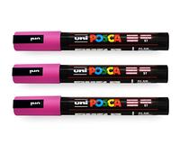 Posca Uni-Ball PC-5M Paint Marker Art Pens - 1.8-2.5mm - Raspberry - Pack of 3