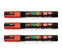 Posca Uni-Ball PC-5M Paint Marker Art Pens - 1.8-2.5mm - Ruby Red - Pack of 3