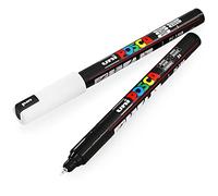 POSCA Uni PC-1MR 0.7mm Paint Marker - Black and White (Pack of 2)