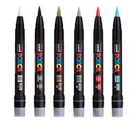 Posca Uni PCF-350 Brush Tipped Paint Marker Art Pen - Fabric Glass Metal Pen - The 6 Most Popular Colours