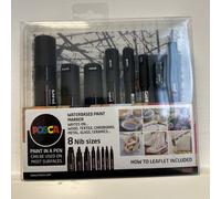 Posca Assorted Nib Sizes Black Pens Set Of 8