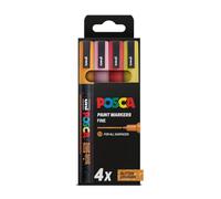 Posca - Warm Glitter PC-3M Acrylic Paint Pens (4pc), Multisurface Water Based Markers Ideal for Rock Painting, Canvas, Glass, Wood, Metal, Fabric, Colouring, Arts and Crafts