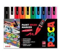 Posca Water Based Acrylic Brush Paint Marker Pens, 10 Pack