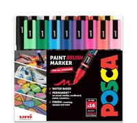 Posca Water Based Acrylic Brush Paint Marker Pens, 16 Pack