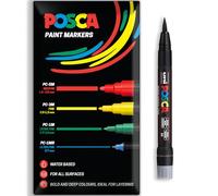 Posca Water Based Acrylic Paint Marker Pens | Multi Surface Use Permanent Paint Pen | Pack of 1 in Envelope Gift Packaging | Glass, Fabric, Wood etc | Brush Nib PCF-350, Black