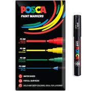 Posca Water Based Acrylic Paint Marker Pens | Multi Surface Use Permanent Paint Pen | Pack of 1 in Envelope Gift Packaging | Glass, Fabric, Canvas, Wood etc | PC-1M, Black