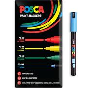 Posca Water Based Acrylic Paint Marker Pens | Multi Surface Use Permanent Paint Pen | Pack of 1 in Envelope Gift Packaging | Glass, Fabric, Canvas, Wood etc | PC-1MR, Light Blue