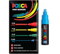 Posca Water Based Acrylic Paint Marker Pens | Multi Surface Use Permanent Paint Pen | Pack of 1 in Envelope Gift Packaging | Glass, Fabric, Wood etc | Chisel Tip PC-8K, Light Blue
