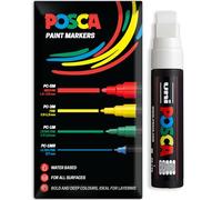 Posca Water Based Acrylic Paint Marker Pens | Multi Surface Use Permanent Paint Pen | Pack of 1 in Envelope Gift Packaging | Glass, Fabric, Wood etc | XXL Chisel Tip PC-17K, White