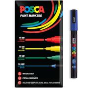 Posca Water Based Acrylic Paint Marker Pens | Multi Surface Use Permanent Paint Pen | Pack of 1 in Envelope Gift Packaging | Glass, Fabric, Canvas, Wood etc | PC-3M, Blue