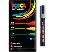 Posca Water Based Acrylic Paint Marker Pens | Multi Surface Use Permanent Paint Pen | Pack of 1 in Envelope Gift Packaging | Glass, Fabric, Canvas, Wood etc | PC-5M, Grey