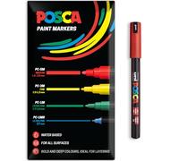 Posca Water Based Acrylic Paint Marker Pens | Multi Surface Use Permanent Paint Pen | Pack of 1 in Envelope Gift Packaging | Glass, Fabric, Canvas, Wood etc | PC-1MR, Red