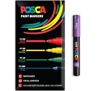 Posca Water Based Acrylic Paint Marker Pens | Multi Surface Use Permanent Paint Pen | Pack of 1 in Envelope Gift Packaging | Glass, Fabric, Canvas, Wood etc | PC-1M, Violet