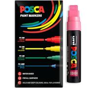 Posca Water Based Acrylic Paint Marker Pens | Multi Surface Use Permanent Paint Pen | Pack of 1 in Envelope Gift Packaging | Glass, Fabric, Wood etc | XXL Chisel Tip PC-17K, Pink