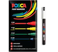 Posca Water Based Acrylic Paint Marker Pens | Multi Surface Use Permanent Paint Pen | Pack of 1 in Envelope Gift Packaging | Glass, Fabric, Canvas, Wood etc | PC-1MR, White