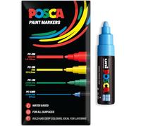 Posca Water Based Acrylic Paint Marker Pens | Multi Surface Use Permanent Paint Pen | Pack of 1 in Envelope Gift Packaging | Glass, Fabric, Canvas, Wood etc | PC-7M, Light Blue