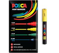 Posca Water Based Acrylic Paint Marker Pens | Multi Surface Use Permanent Paint Pen | Pack of 1 in Envelope Gift Packaging | Glass, Fabric, Canvas, Wood etc | PC-1M, Yellow