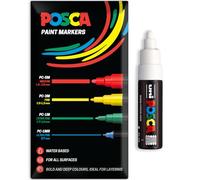 Posca Water Based Acrylic Paint Marker Pens | Multi Surface Use Permanent Paint Pen | Pack of 1 in Envelope Gift Packaging | Glass, Fabric, Canvas, Wood etc | PC-7M, White